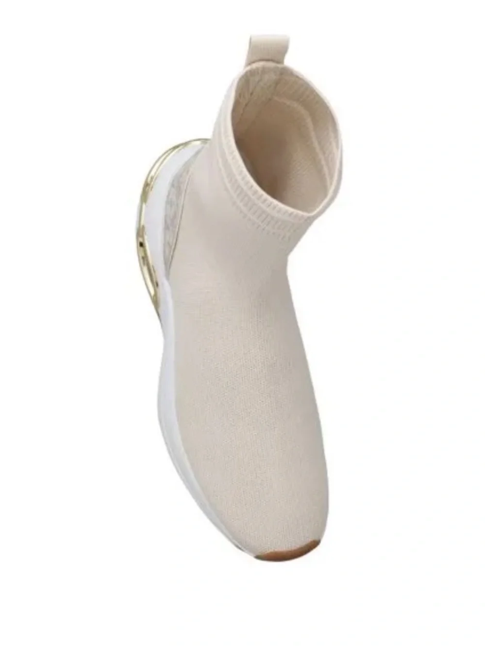 Michael Kors Cream Knit Sock Bootie with Gold Ring Detail - Picture 3 of 9